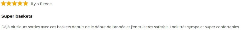 avis client sur basket moto