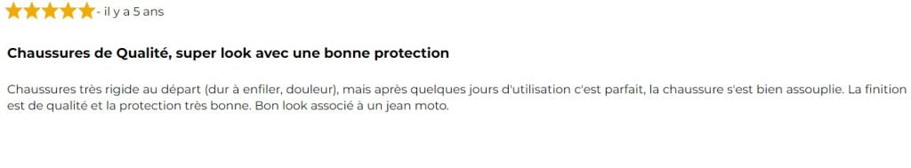 avis client sur basket moto