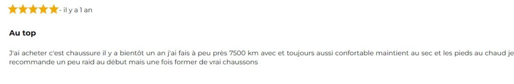 avis client sur basket moto